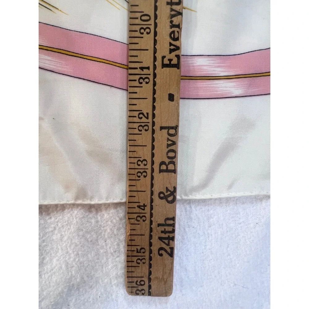 Next Accessory Vintage Square Scarf Red Poppy Wheat Floral Ribbon Ivory 34in